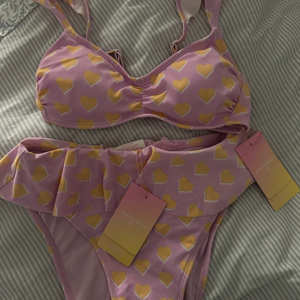 Stoney Clover Lane Pink and Yellow Heart Bikini